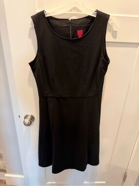 212 Collection Black Fit & Flare Dress Sleeveless LBD Glitter Knit Size M